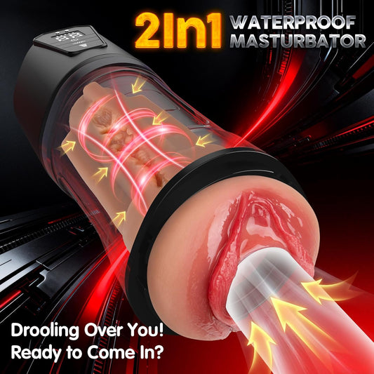 5 Suction 10 Vibration Male Masturbator IPX7 Waterproof Deep Thrust Sextoy
