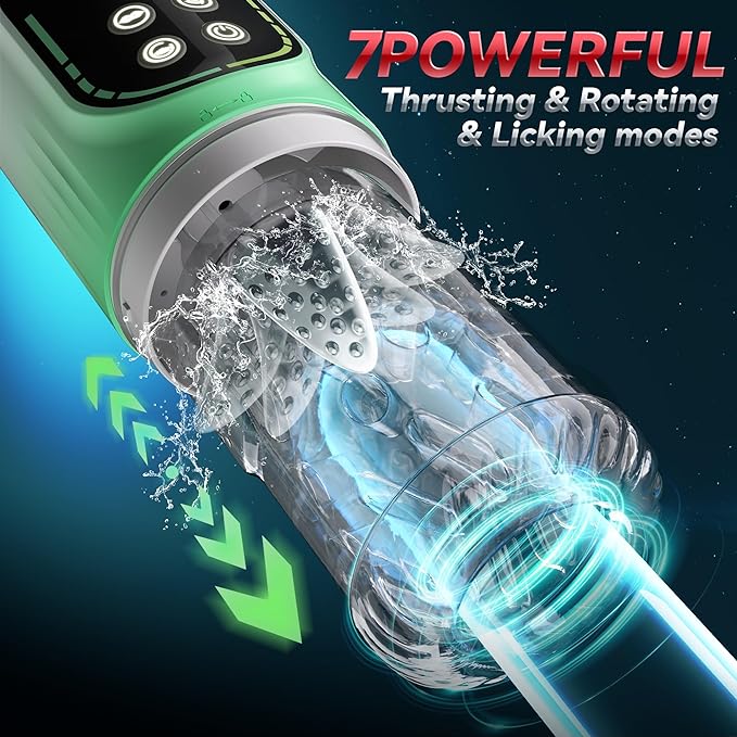 7 Thrusting Rotating Vibrating Sucking 3D Stroker Mens Sex Toys