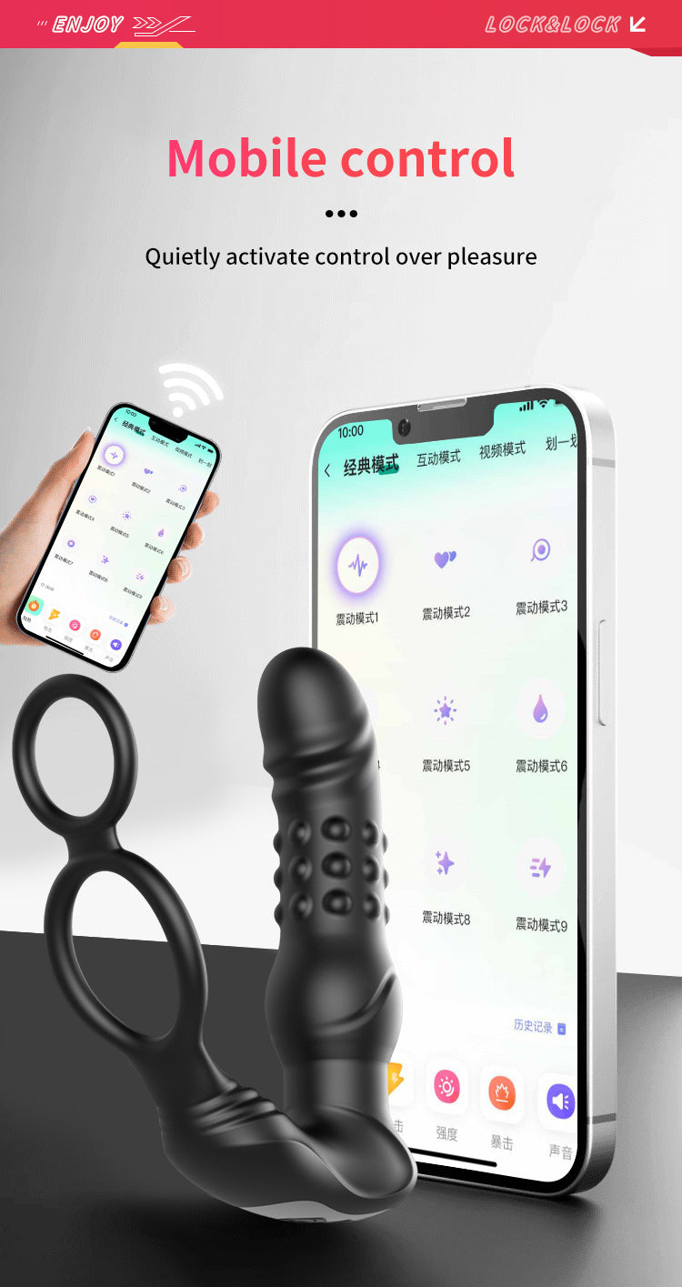 App-Controlled Dual-Ring + Prostate Plug for Men