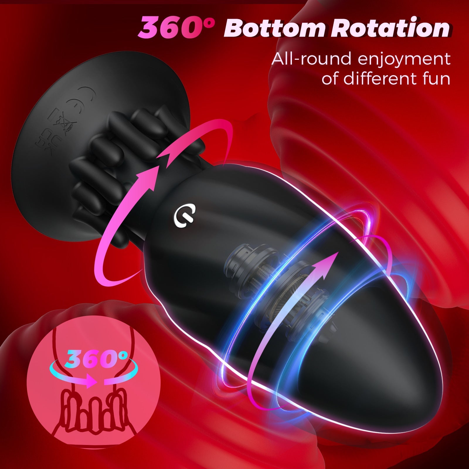 360 Bottom Rotation Remote Control Silicone Anal Vibrator Butt Plug