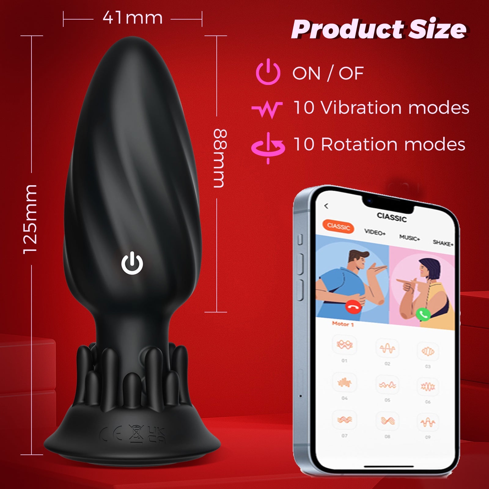 360 Bottom Rotation Remote Control Silicone Anal Vibrator Butt Plug