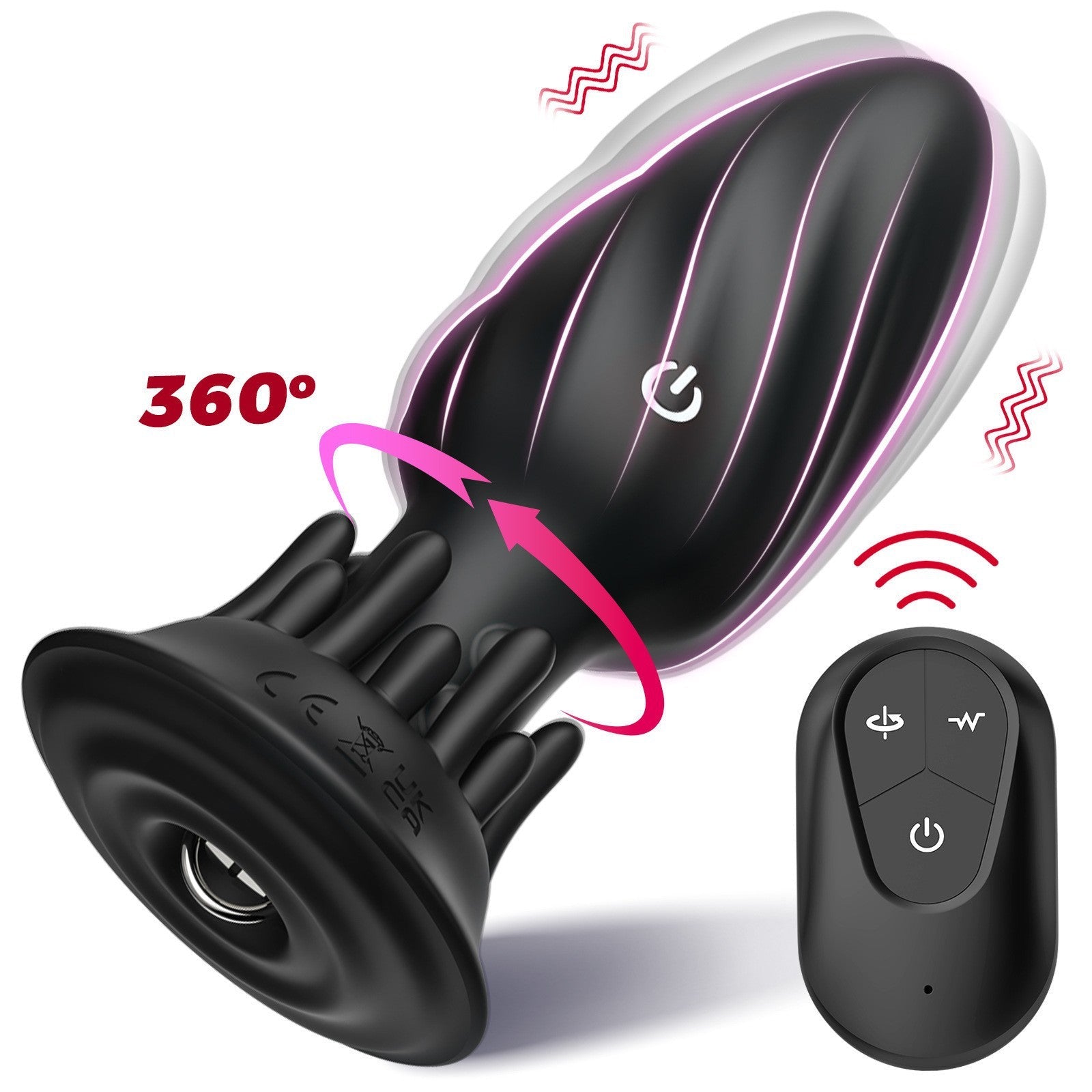 360 Bottom Rotation Remote Control Silicone Anal Vibrator Butt Plug