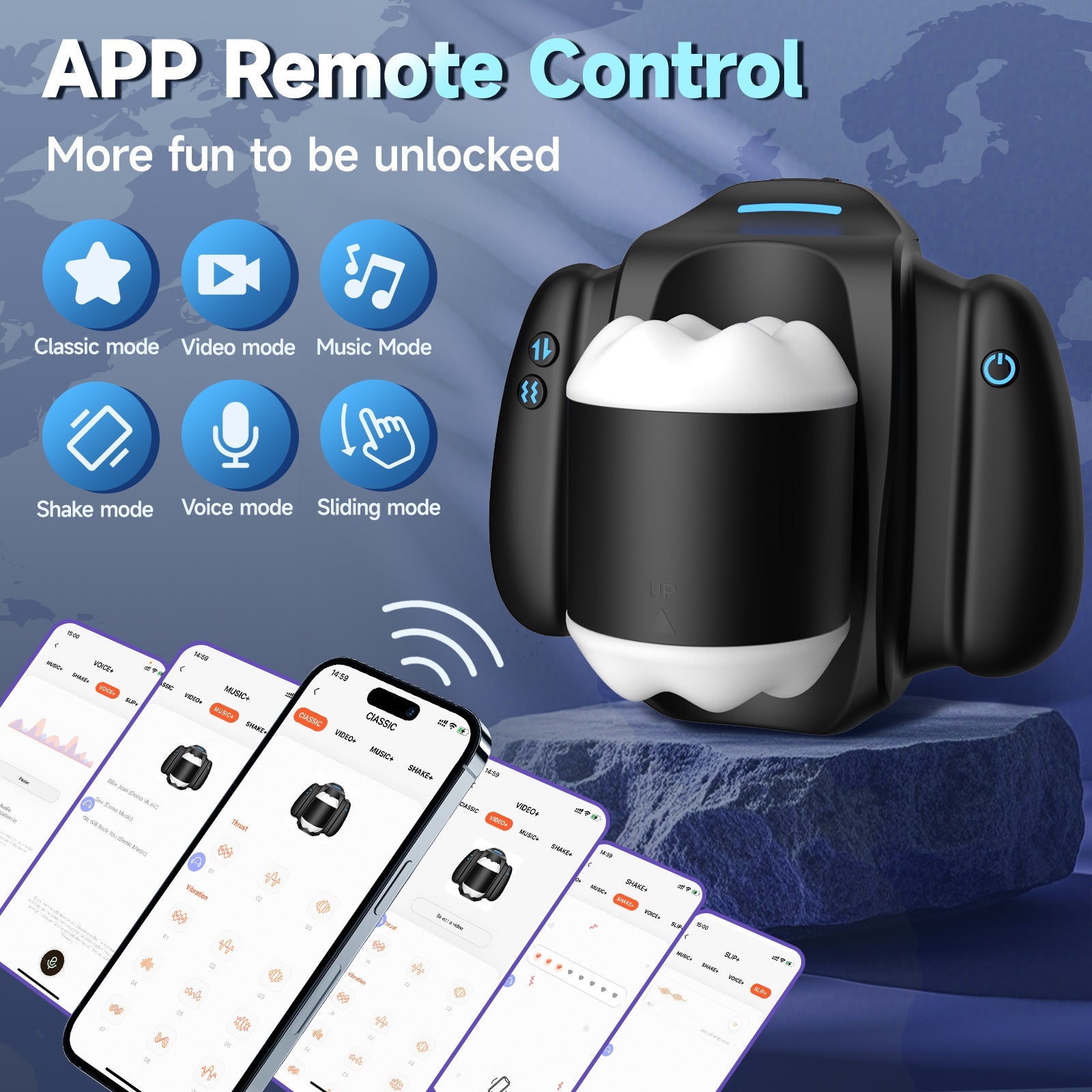 9 Sucking & Vibrating Handle Maturbator Cup with APP Control Phone Holder