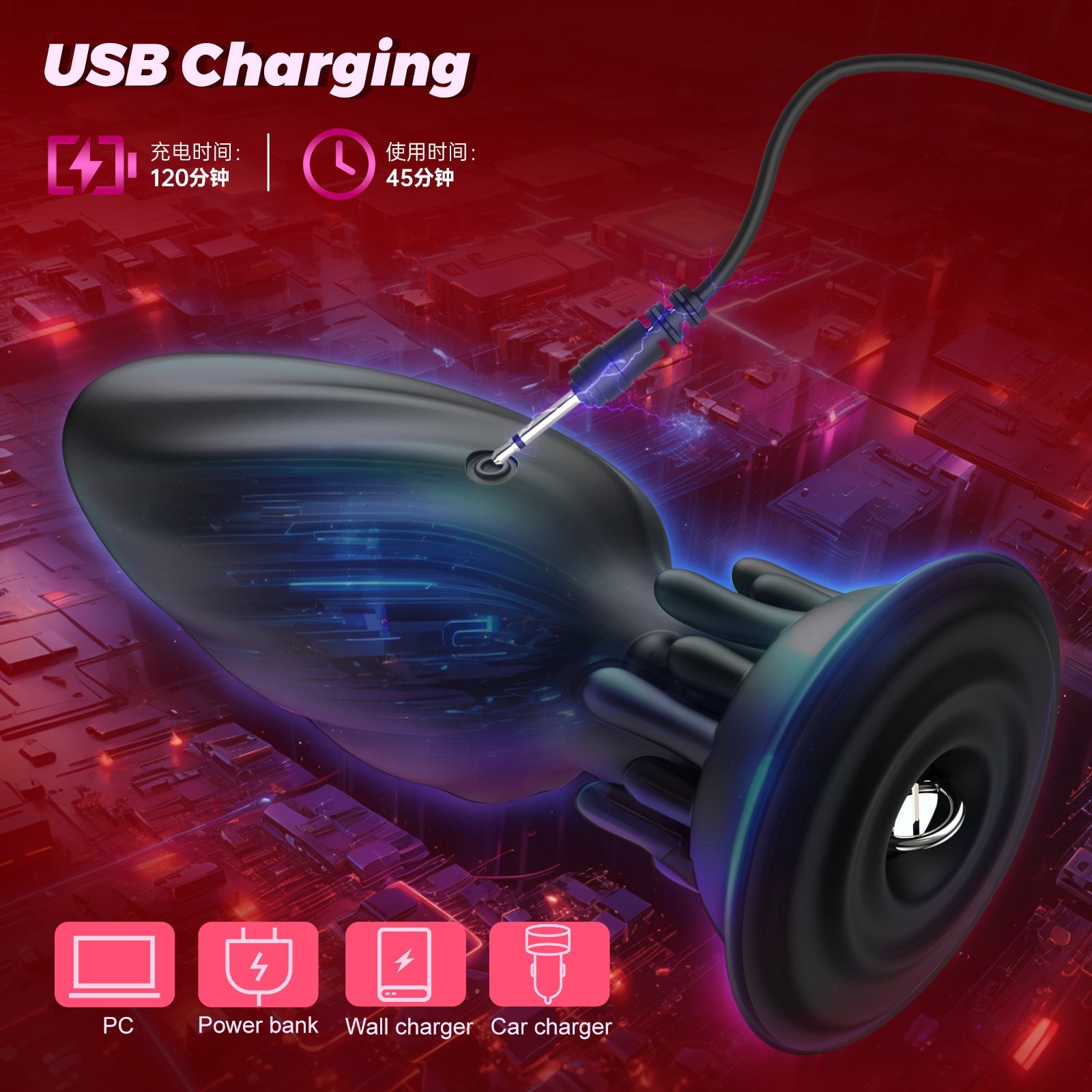 360 Bottom Rotation Remote Control Silicone Anal Vibrator Butt Plug