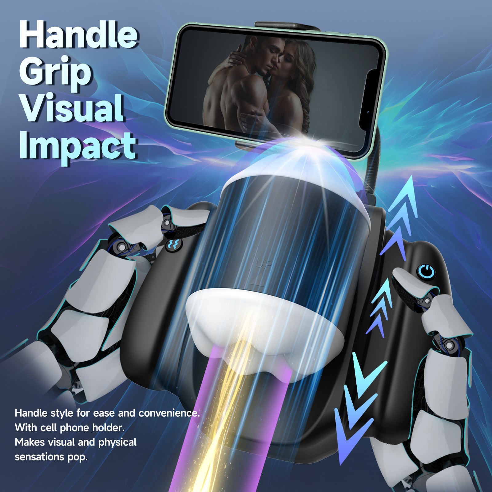 9 Sucking & Vibrating Handle Maturbator Cup with APP Control Phone Holder