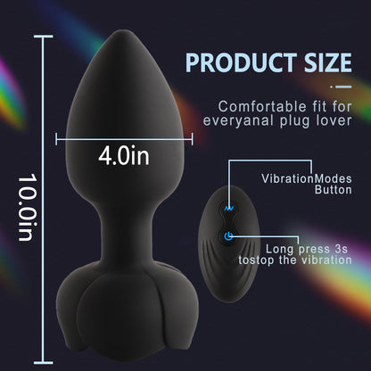 Wireless Remote Control Electric Vibrating Illuminated Silicone Butt Plug