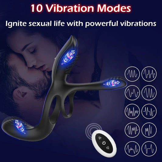 10 Modes Remote Control Vibrating Cock Ring for Couples
