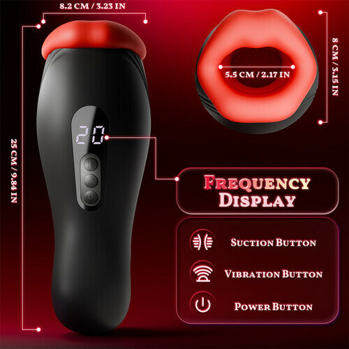 Queen - 9 Vibrations 4 Suctions Clamping Suction Oral Simulation Male Masturbator