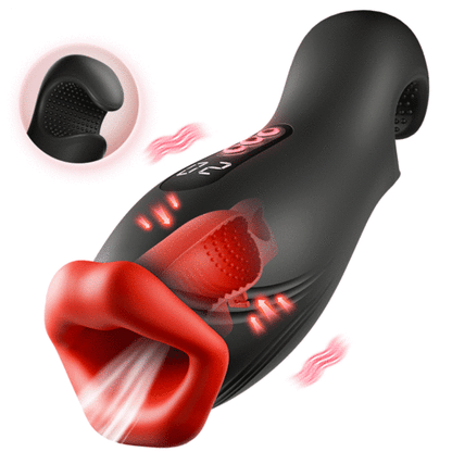 Queen - 9 Vibrations 4 Suctions Clamping Suction Oral Simulation Male Masturbator