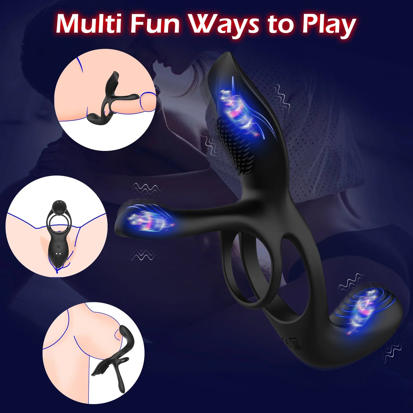 10 Modes Remote Control Vibrating Cock Ring for Couples
