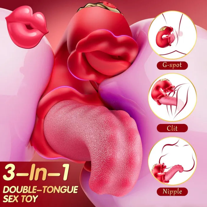 Twin Rose Tongue Teasing Vibrating G-spot Vibrator
