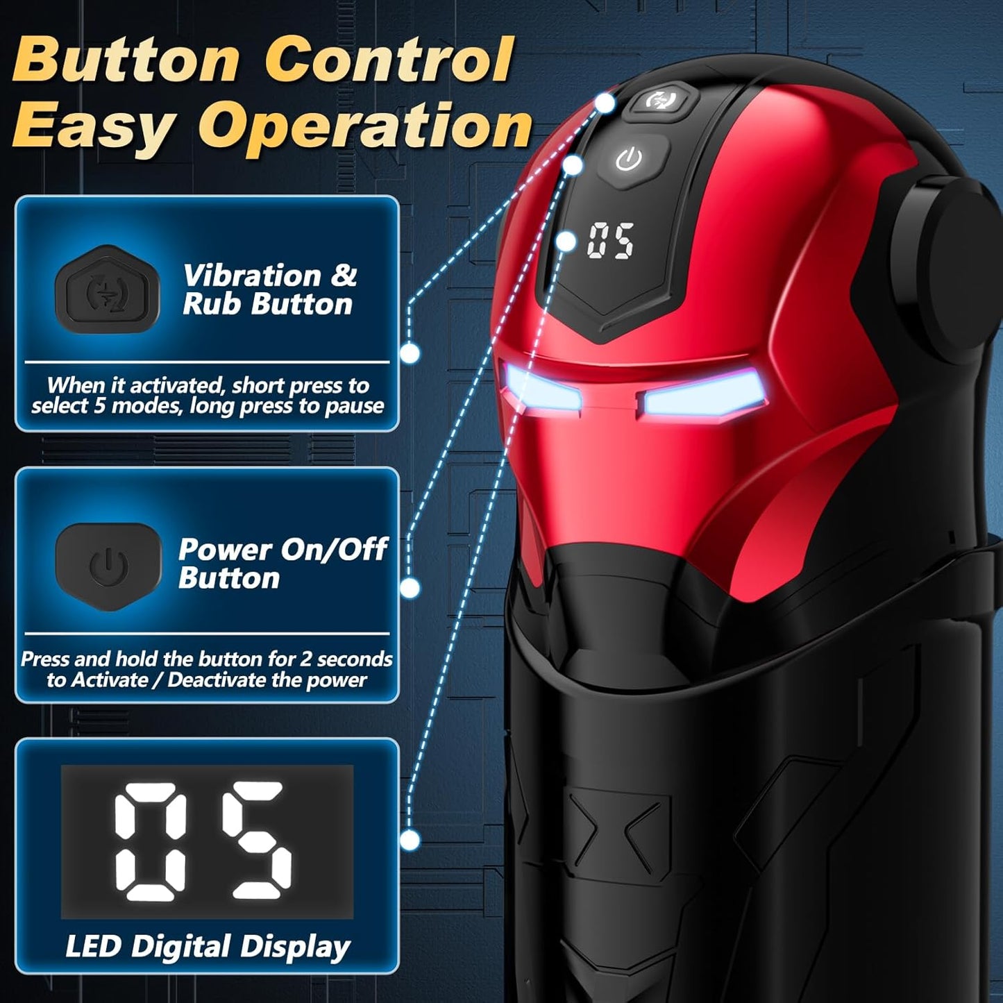 Stroker Mens Sex Toy with 5 Rotating Swing 5 Vibrating & APP