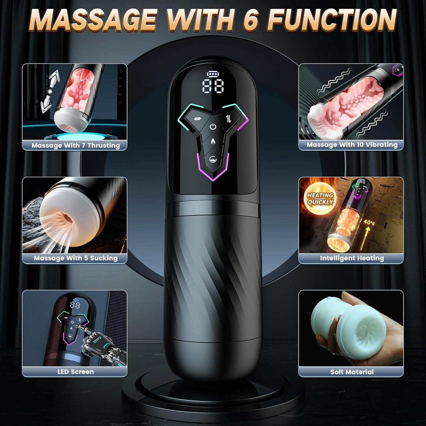 Jack - Upgrade 5 in 1 Male Sex Toys for Men With Heating
