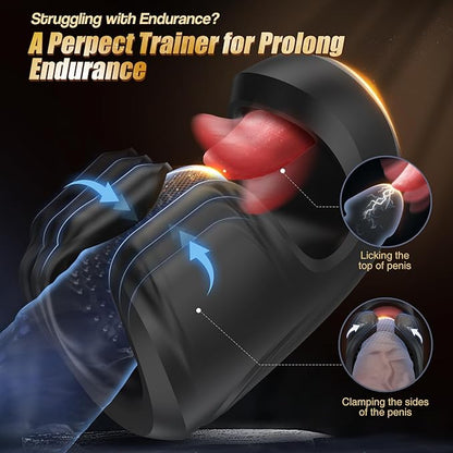 10 Modes Clamping, Vibration & Licking Stroker for Endurance Training