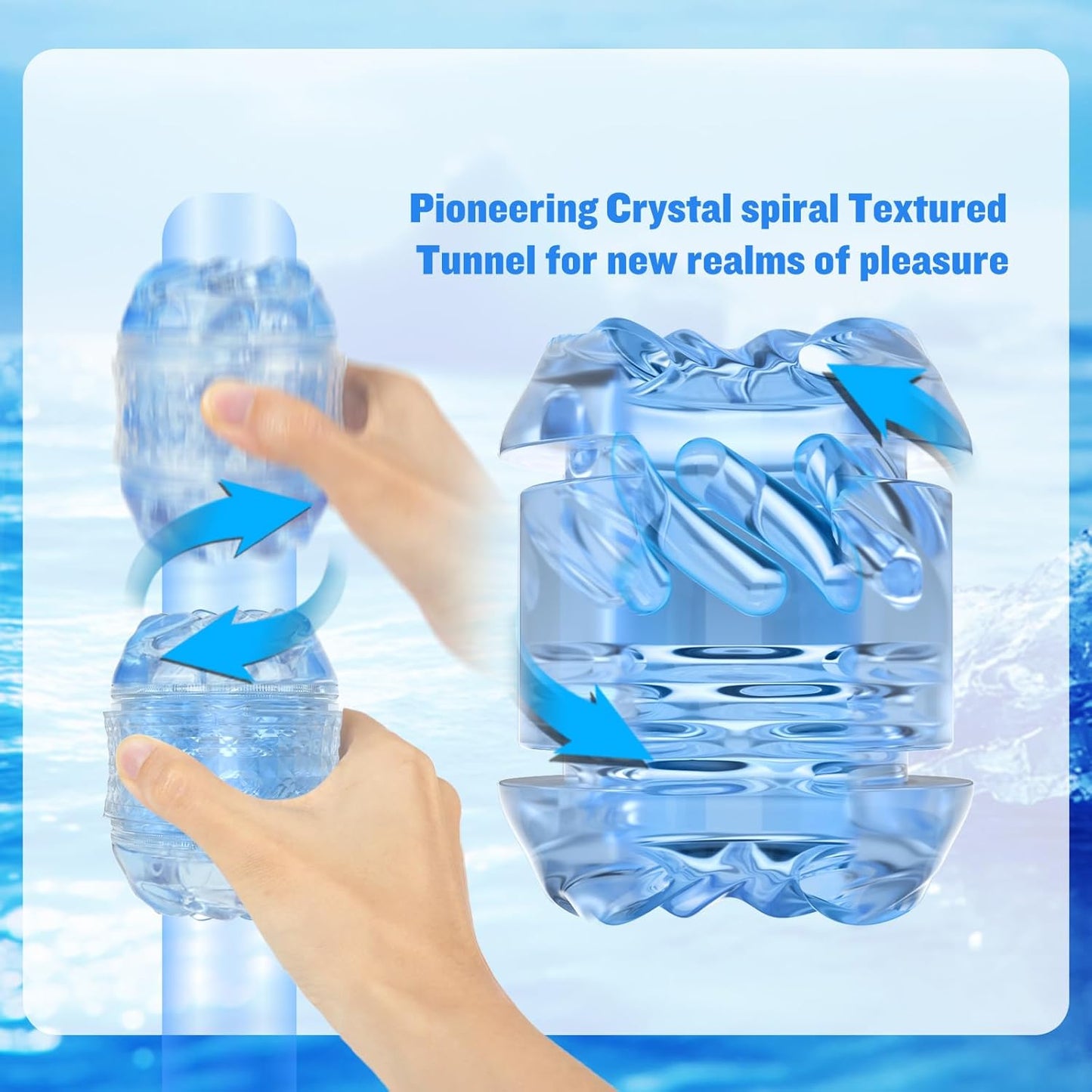 Spiral Motion Male Masturbator - Transparent Crystal Sleeve