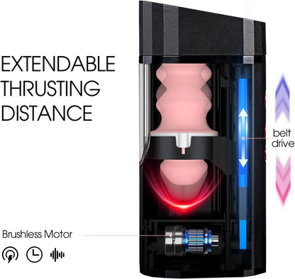 Automatic Hands Free Visible Blowjob Machine with 10 Thrusting & Wearable Strap