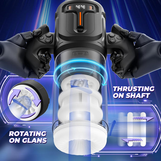 Unique - Male Sex Toys Thrusting on Shaft Rotating on Glans for 4 Speeds