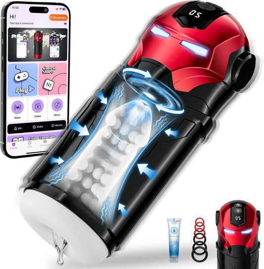 Stroker Mens Sex Toy with 5 Rotating Swing 5 Vibrating & APP