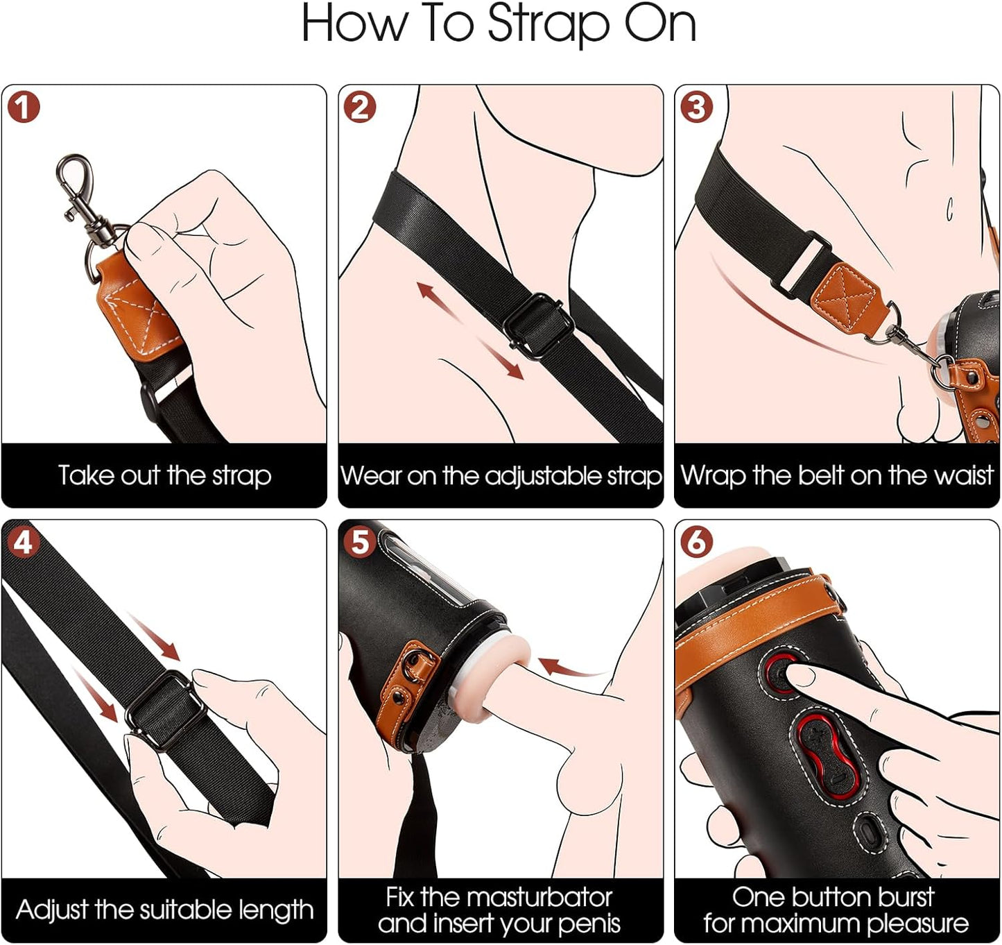 Automatic Hands Free Visible Blowjob Machine with 10 Thrusting & Wearable Strap