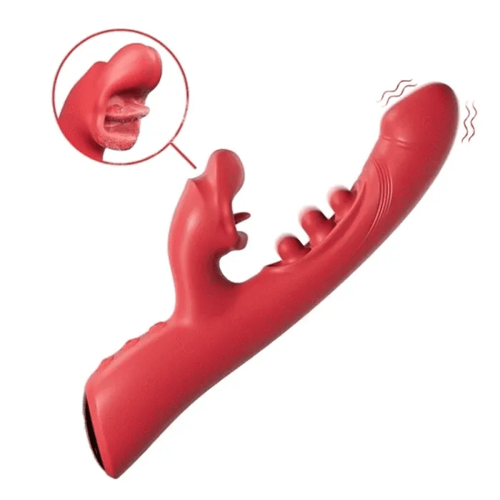 G-spot Vibrator With 9 Tapping Rhythms 8 Licking Sucking Vibrating Modes
