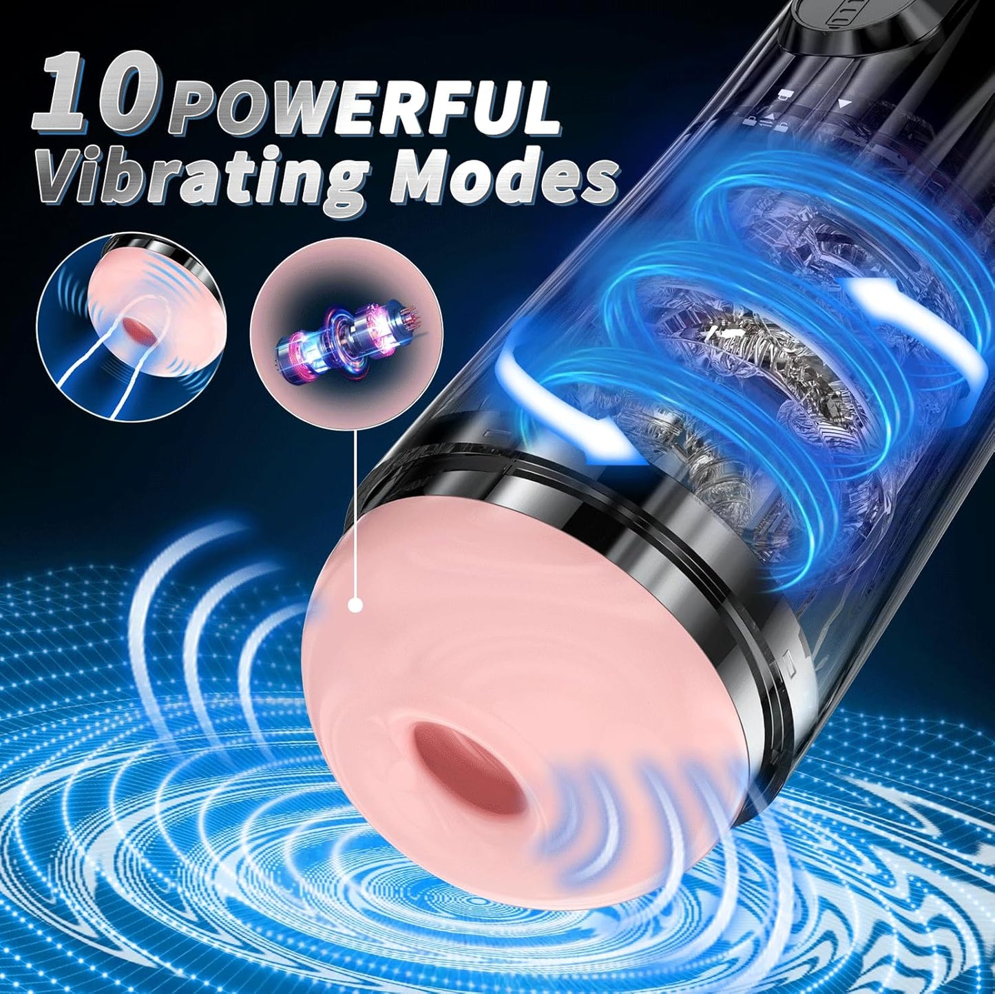 Master - Hands-Free Electric Masturbator for Men with 10 Thrusting Rotating Vibrating Modes