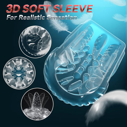 Green - 9 in 1 Suction & Thrusting Male Masturbator with LCD Display