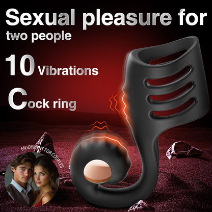 Couple Vibrating Cock Ring – 10 Vibration Modes, Rechargeable Silicone Ring