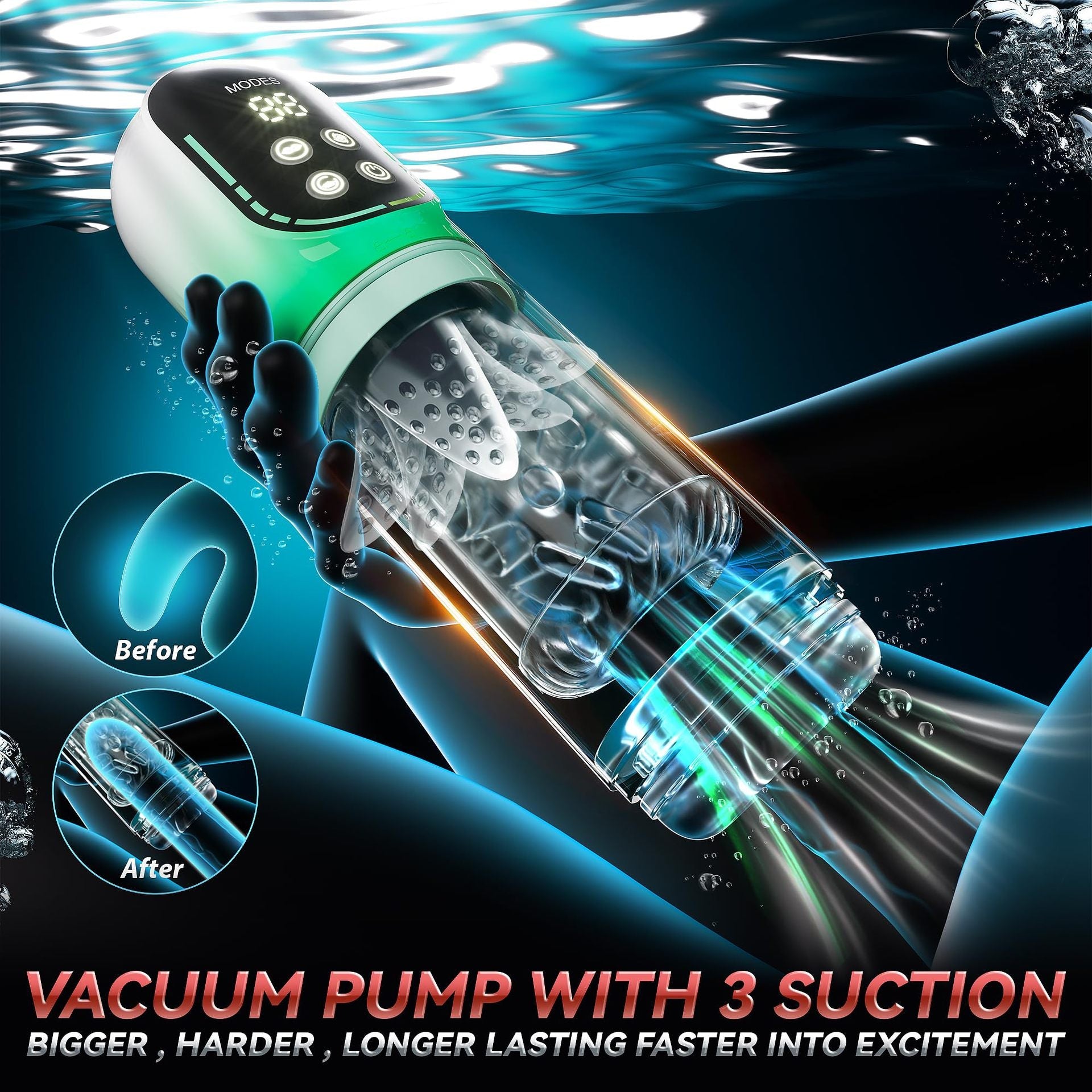 7 Thrusting Rotating Vibrating Sucking 3D Stroker Mens Sex Toys
