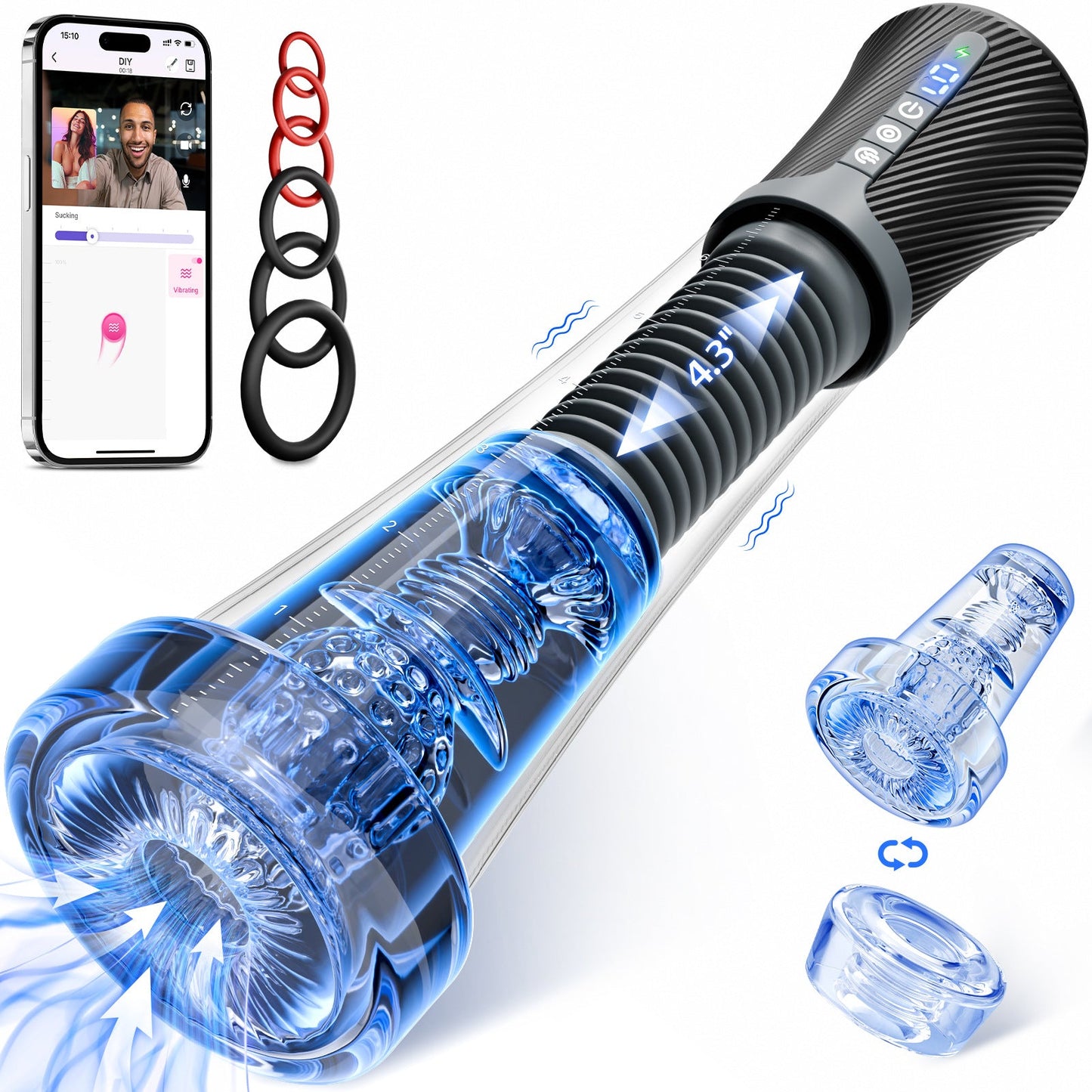 Penis Pump Enlarger - Transparent Visual Male Sex Toys