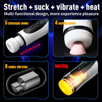 5 Vibrating 4 Sucking Men's Masturbation Cup Electric with Female Moans