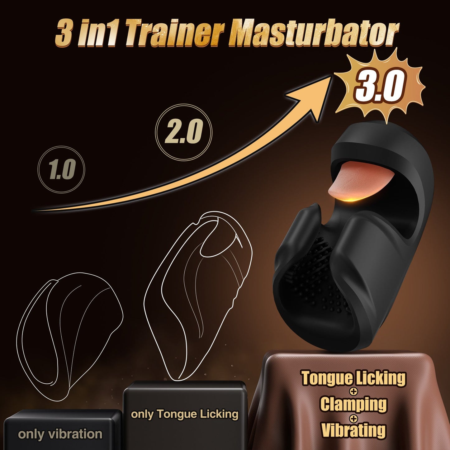 10 Modes Clamping, Vibration & Licking Stroker for Endurance Training