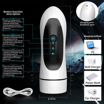 5 Vibrating 4 Sucking Men's Masturbation Cup Electric with Female Moans