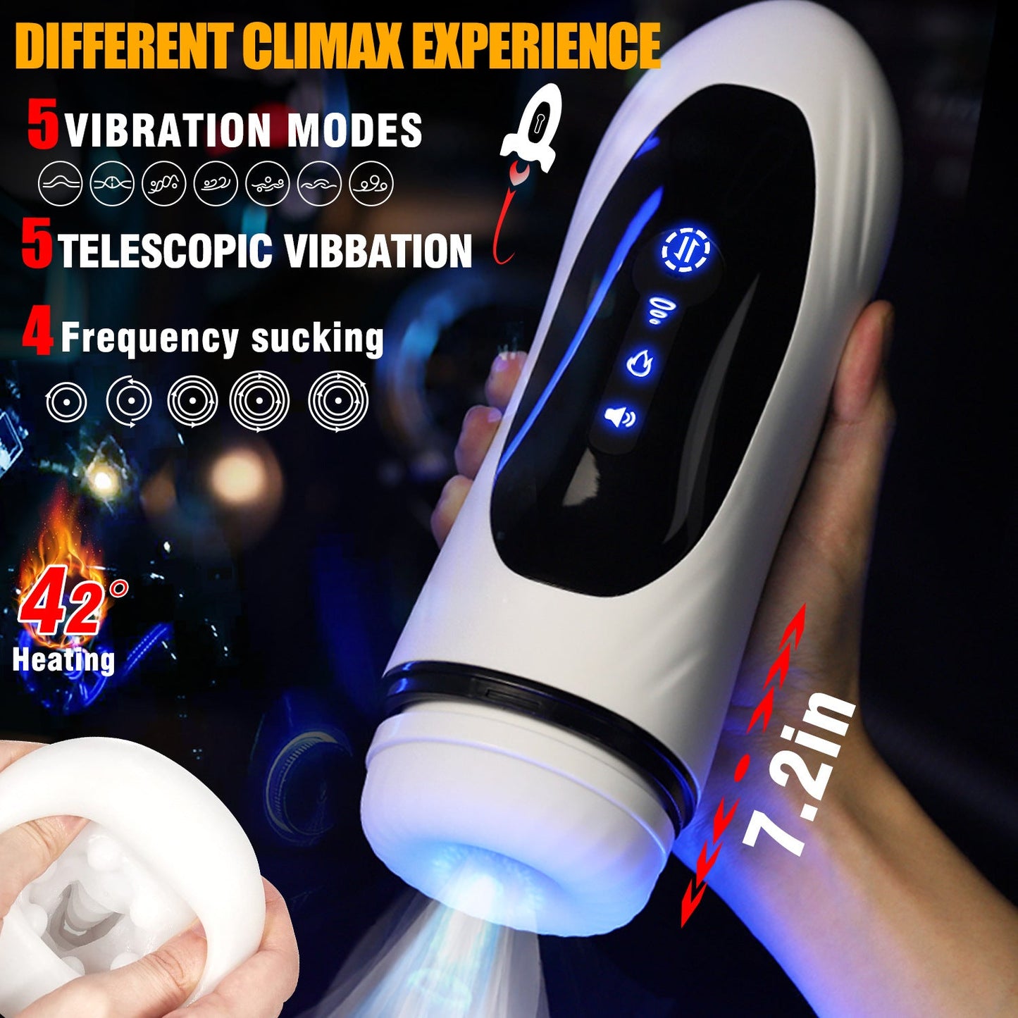 5 Vibrating 4 Sucking Men's Masturbation Cup Electric with Female Moans