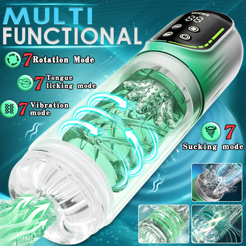 7 Thrusting Rotating Vibrating Sucking 3D Stroker Mens Sex Toys
