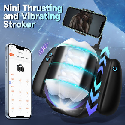 9 Sucking & Vibrating Handle Maturbator Cup with APP Control Phone Holder