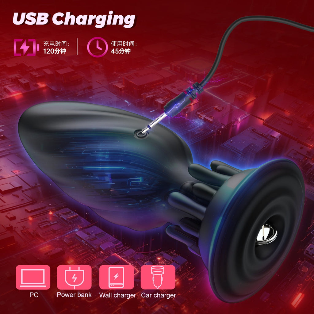 360 Bottom Rotation Remote Control Silicone Anal Vibrator Butt Plug