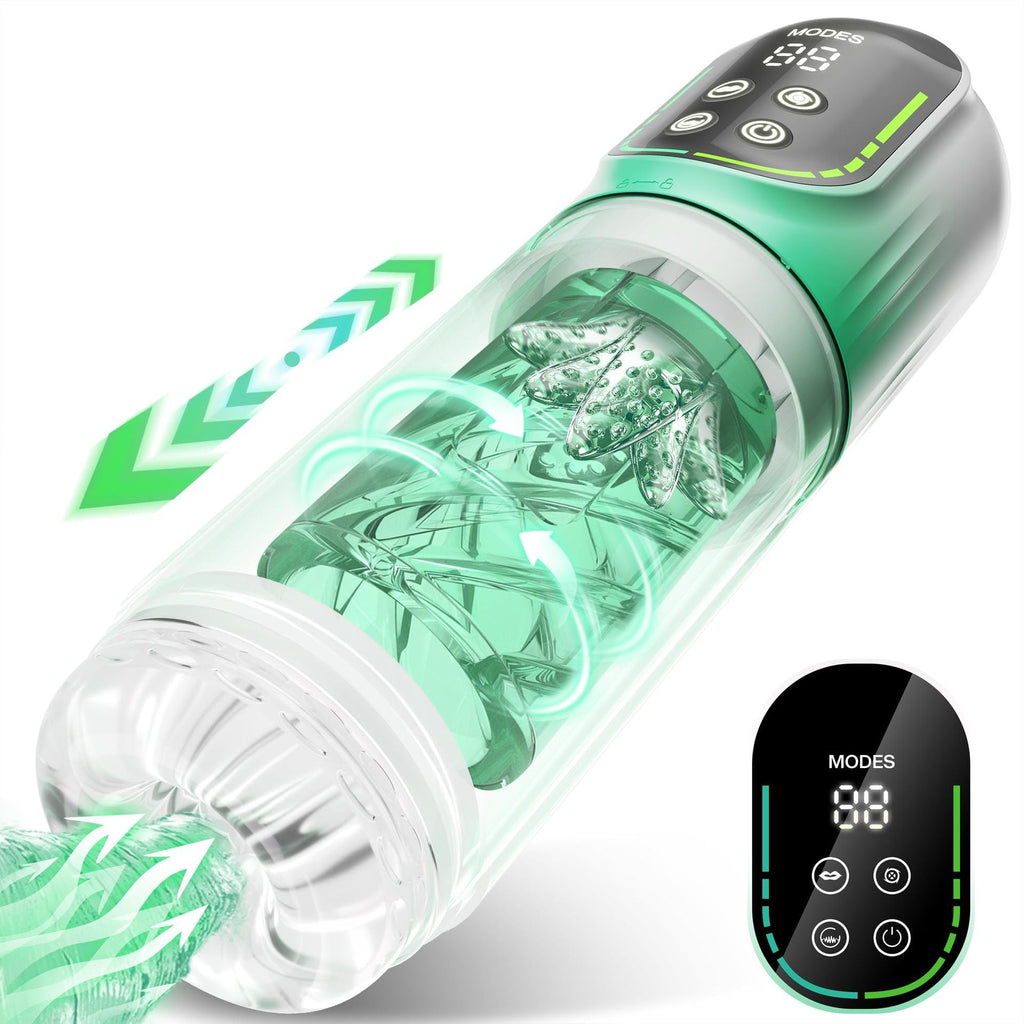 7 Thrusting Rotating Vibrating Sucking 3D Stroker Mens Sex Toys