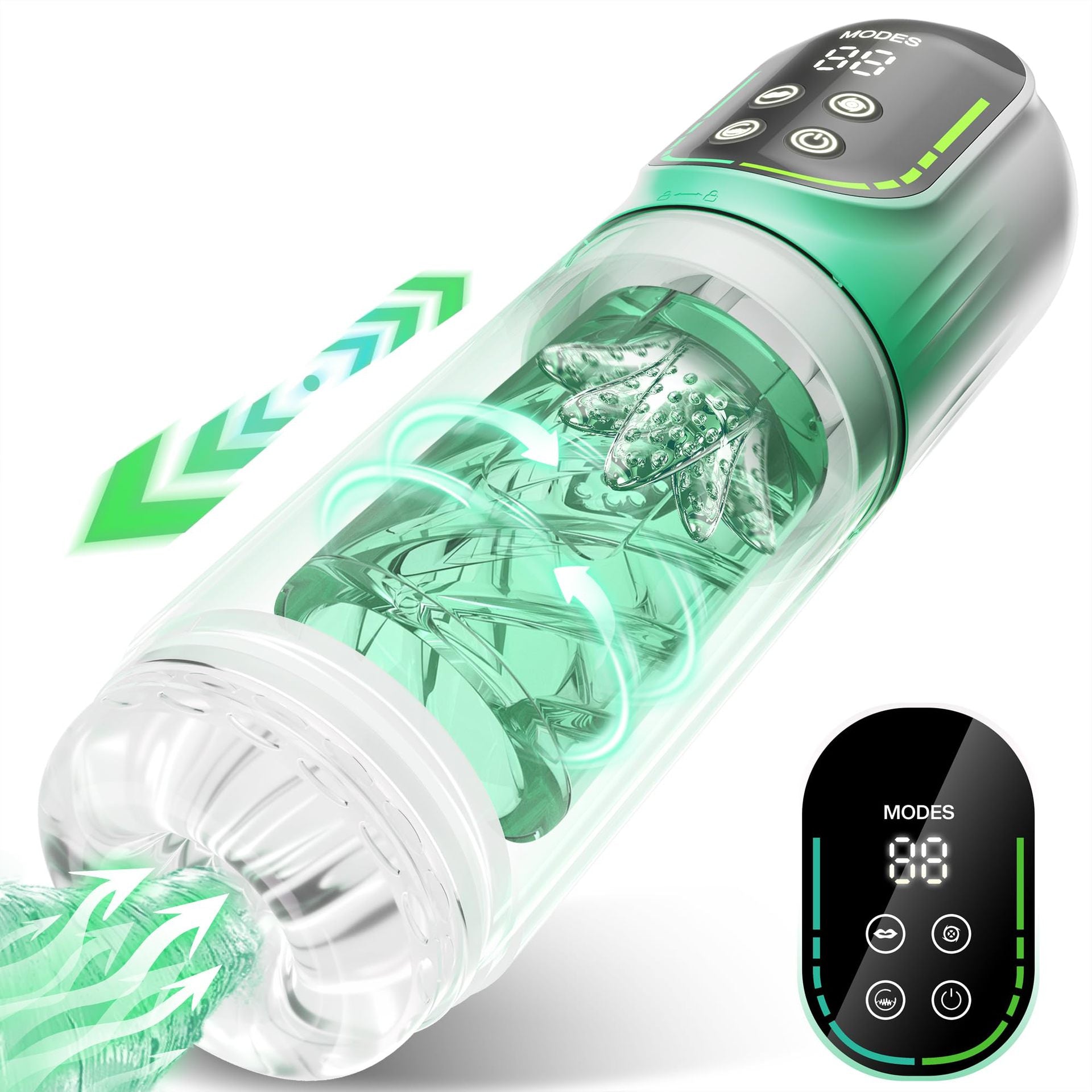 7 Thrusting Rotating Vibrating Sucking 3D Stroker Mens Sex Toys
