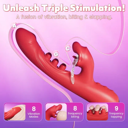 G-spot Vibrator With 9 Tapping Rhythms 8 Licking Sucking Vibrating Modes
