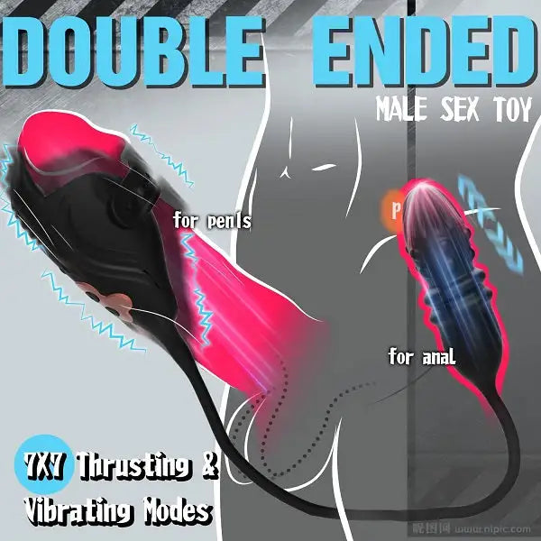 7 Thrusting 7 Vibrating Glans Trainer for Intense Penis and Anal Stimulation